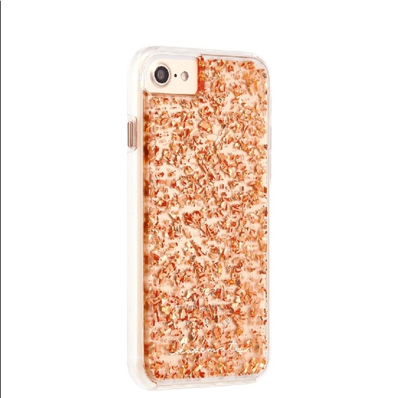 Case-Mate Karat Rose Gold Case iPhone 6 6s 7 8 + Glass Screen Protector (2) - Picture 7 of 9